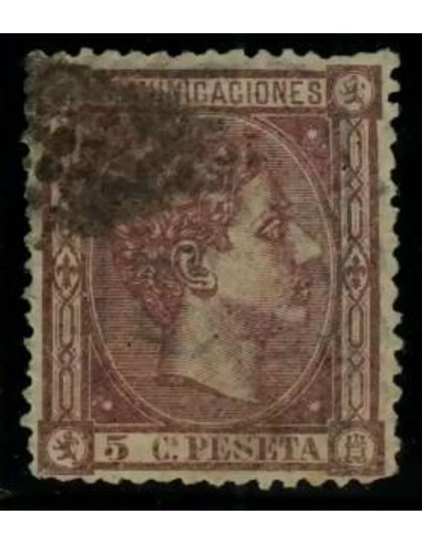 FA3284. Emision 1-8-1875. 2 valores de 5 c. lila con diversas cancelaciones