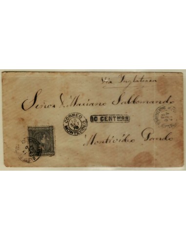 FA3305. Emision 1-8-1875. Santander a Montevideo
