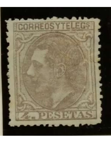 FA3459. Emision 1-5-1879. Valor de 4 pesetas con taladro adherido por detras