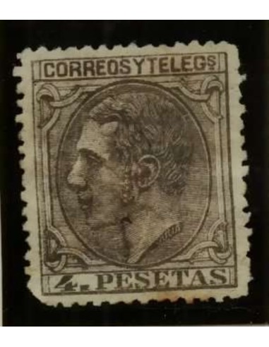 FA3460. Emision 1-5-1879. Valor de 4 pesetas con taladro adherido por detras