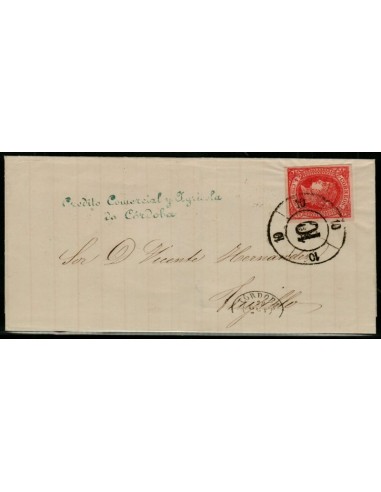 FA3589. 1864, Cordoba a Trujillo, cancelado con Rueda de Carreta 10 LUJO
