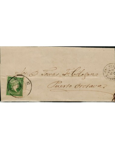FA3627. 1860, Tenerife a Puerto de la Orotava, cancelado con Rueda de Carreta 42 LUJO