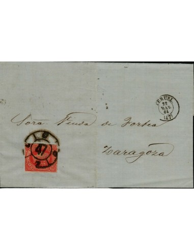 FA3631. 1864, Teruel a Zaragoza, cancelado con Rueda de Carreta 47 LUJO