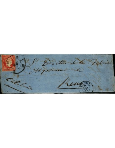 FA3635. 1859, Vitoria a Reus, cancelado con Rueda de Carreta 48 LUJO