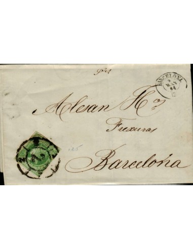 FA3667. 1861, Barcelona, correo interior cancelado con Rueda de Carreta 2