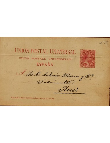 FA4340. 1890, Entero postal dirigido a Reus