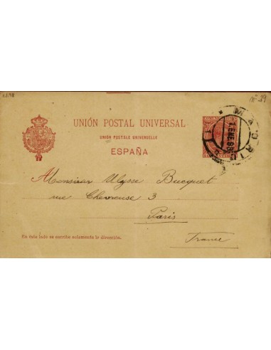 FA4341. 1898, Entero postal de Madrid a Paris