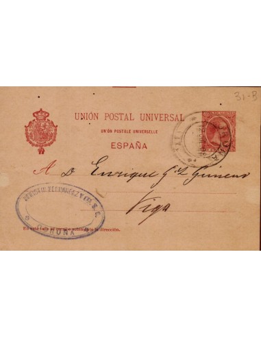 FA4350. 1898, Entero postal de Coruña a Vigo