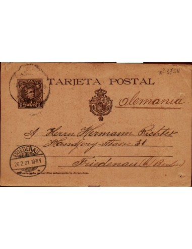 FA4365. 1901, Entero postal de España a Friedenau (Alemania)