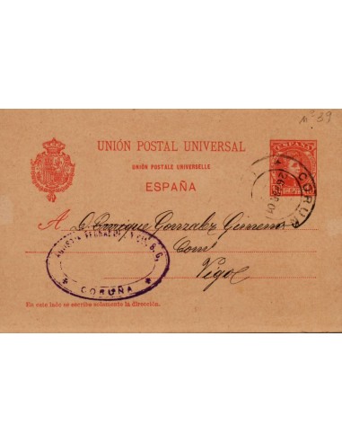 FA4374. 1901, Entero postal de Coruña a Vigo