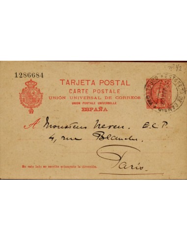 FA4378. 1903, Entero postal de Barcelona a Paris (Francia)