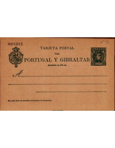 FA4382. TARJETA PARA PORTUGAL Y GIBRALTAR. (1903- )
