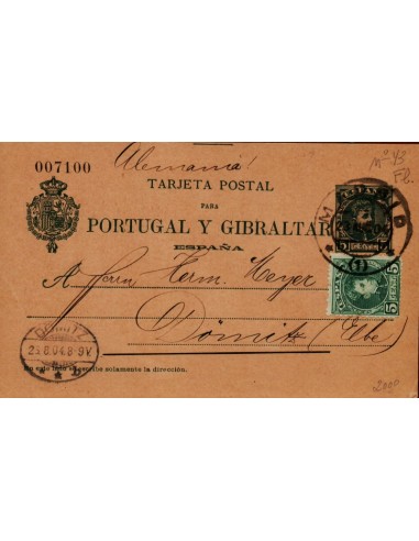 FA4385. 1904, Entero postal de Madrid a Domitz (Alemania)
