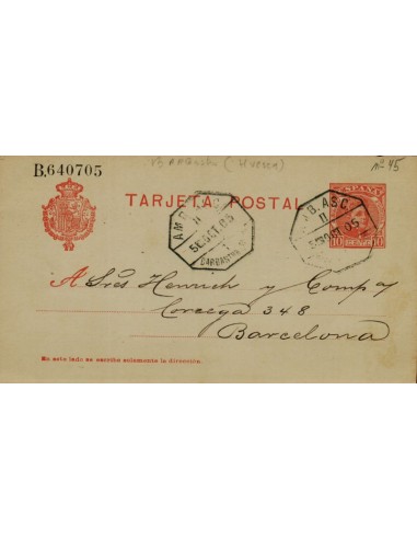 FA4400. 1905, Entero postal de Barbastro a Barcelona