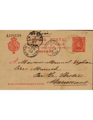 FA4402. 1904, Entero postal dirigido a Mairemont (Belgica)