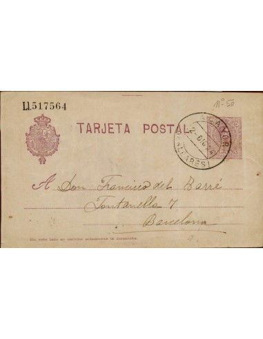 FA4424. 1924, Entero postal de Alayor a Barcelona