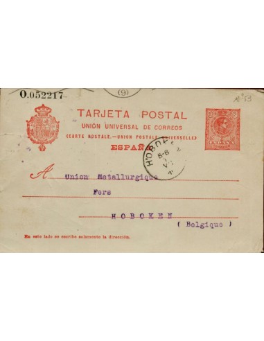FA4443. Tarjeta Postal dirigida a Hoboken (Belgica)