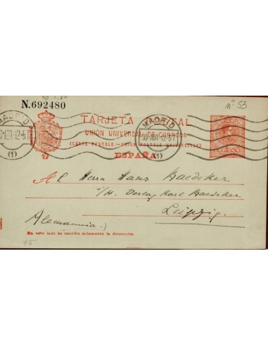 FA4452. 1912, Tarjeta postal de Madrid a Leipzip (Alemania)