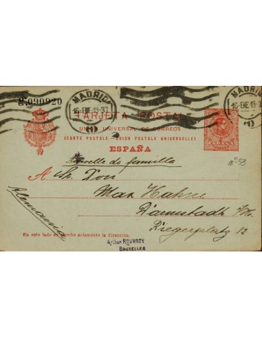 FA4460. 1919, Entero postal de Madrid a Ramstadh (Alemania)