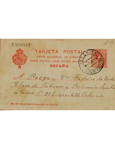 FA4462. 1914, Entero postal de Felanitx a Valencia