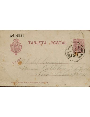 FA4473. 1925, Entero postal dirigida a San Sebastian