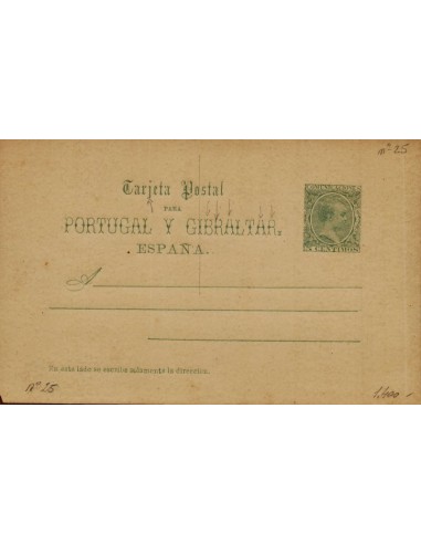 FA4497. Tarjeta postal para Portugal y Gibraltar con Inscripción Gótica (1890-1892)