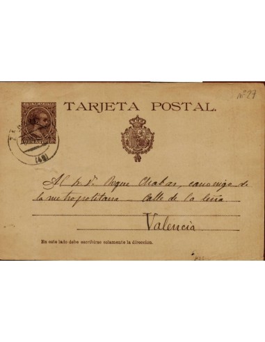 FA4513. 1891, Tarjeta postal de Zaragoza a Valencia