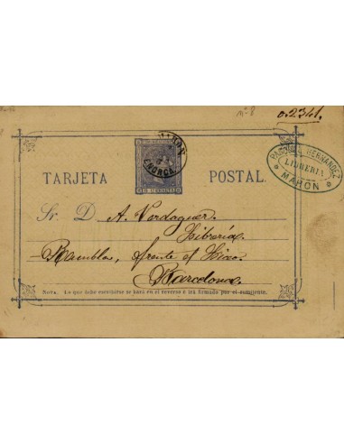 FA4528. Tarjeta postal de Mahon a Barcelona