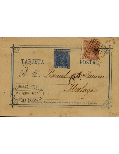 FA4541. 1877, Tarjeta postal de Madrid a Malaga