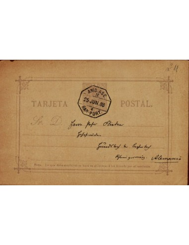 FA4561. 1888, Tarjeta postal dirigida de Barcelona a Alemania