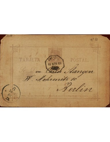 FA4567. 1888, Tarjeta postal dirigida a Berlin (Alemania)