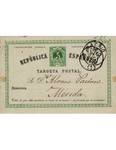 FA4615. Tarjeta postal dirigida de Madrid a Mérida
