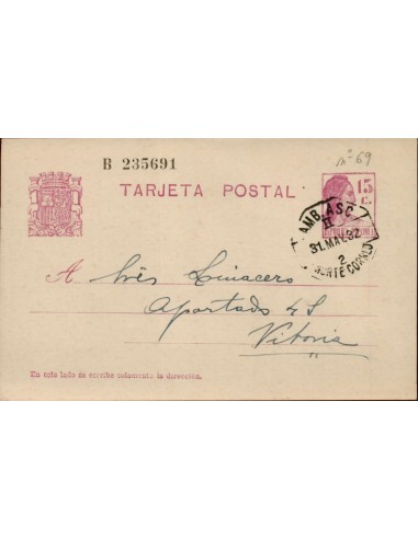 FA4637. 1932, Tarjeta postal dirigida a Vitoria