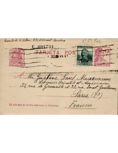 FA4661. Tarjeta postal dirigida a Paris (Francia)