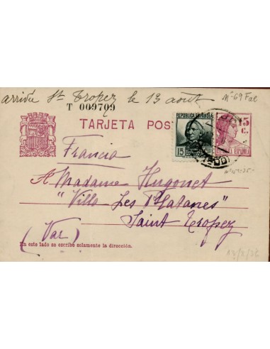 FA4663. Tarjeta postal dirigida a Saint Tropez (Francia)