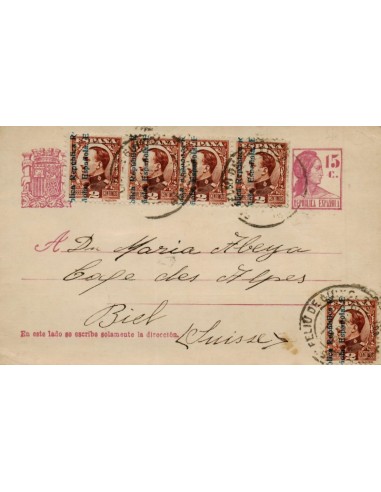 FA4665. Tarjeta postal dirigida de San Feliu de Guixols a Biel (Suiza)