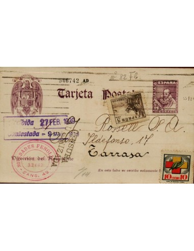 FA4692. 1939, Tarjeta postal dirigida a Tarrasa