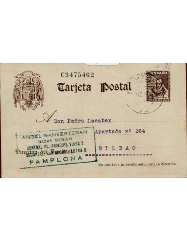 FA4701. Tarjeta postal dirigida de Pamplona a Bilbao