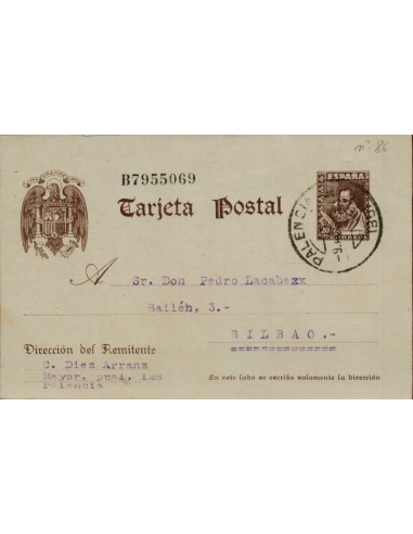 FA4703. Tarjeta postal dirigida de Palencia a Bilbao