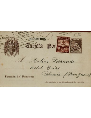 FA4716. Tarjeta postal dirigida de Barcelona a Palamos