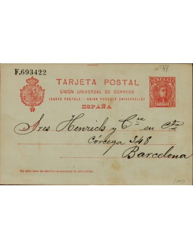 FA4736. Tarjeta postal dirigida a Barcelona