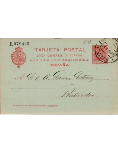 FA4743. 1906, Tarjeta postal dirigida de Madrid a Pontevedra