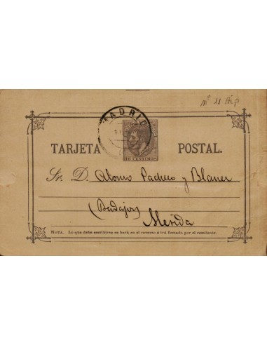 FA4745. Tarjeta postal dirigida de Madrid a Mérida