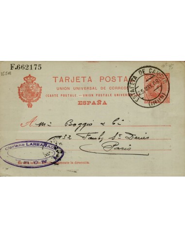 FA4749. 1908, Tarjeta postal dirigida de Irun a Paris (Francia)