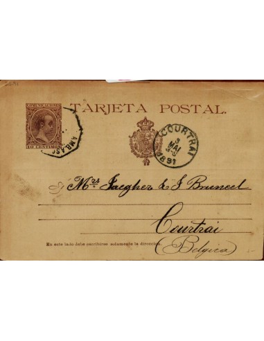 FA4759. 1891, Tarjeta postal dirigida a Courtrai (Bélgica)