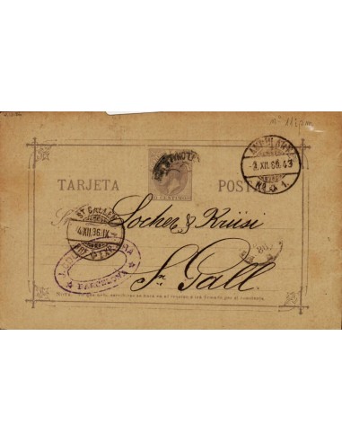 FA4762. 1886, Tarjeta postal dirigida de Barcelona a San Gallen