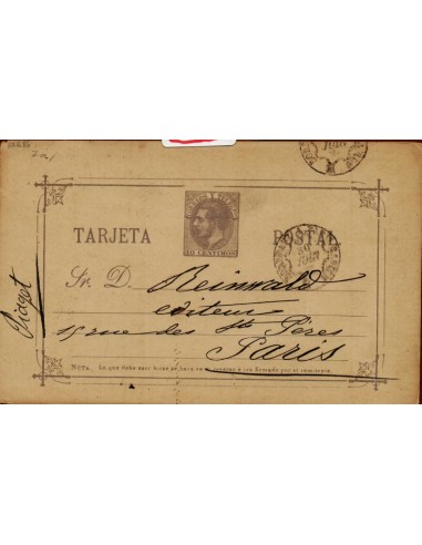 FA4765. 1886, Tarjeta postal dirigida a Paris (Francia)