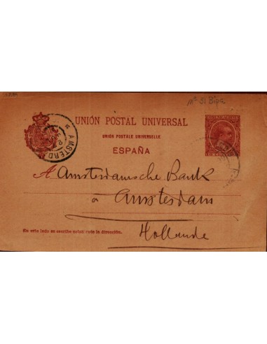 FA4770. 1899, Tarjeta postal dirigida a Amsterdam