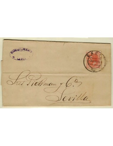 FA4775. Emision 1-1-1882. Correspondencia circulada de Cadiz a Sevilla