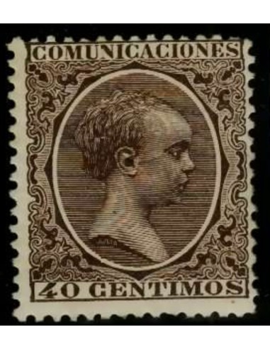 FA4826. Emision 1-10-1889, 40 céntimos de peseta color castaño con perforación